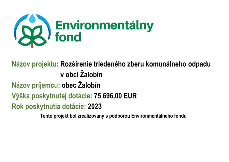 Rozšírenie triedeného zberu komunálneho odpadu v obci Žalobín