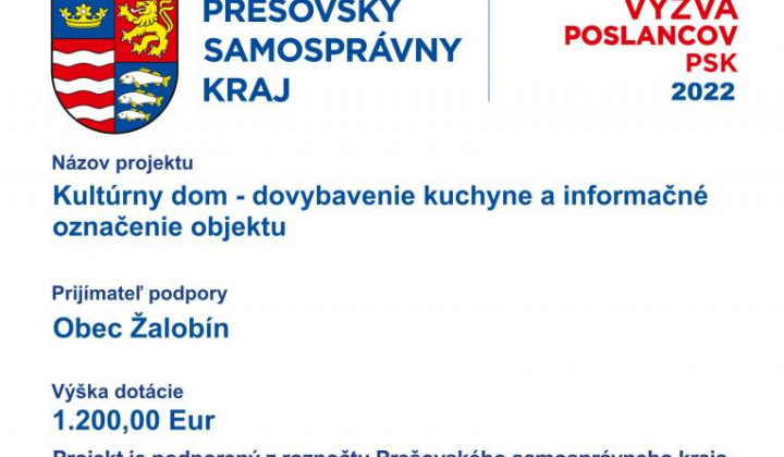 Fotka - Kultúrny dom - dovybavenie kuchyne a informačné označenie objektu
