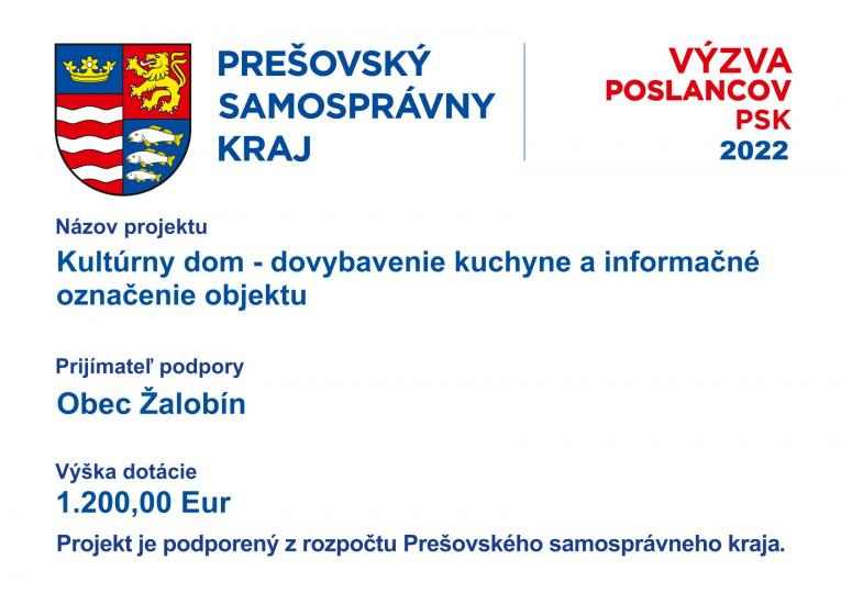 Fotka - Kultúrny dom - dovybavenie kuchyne a informačné označenie objektu