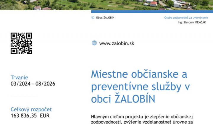 Fotka - Miestne občianske a preventívne služby v obci Žalobín