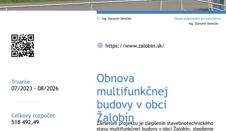 Fotka - Obnova multifunkčnej budovy v obci Žalobín