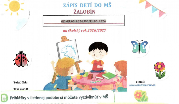 Fotka - Zápis detí do MŠ Žalobín